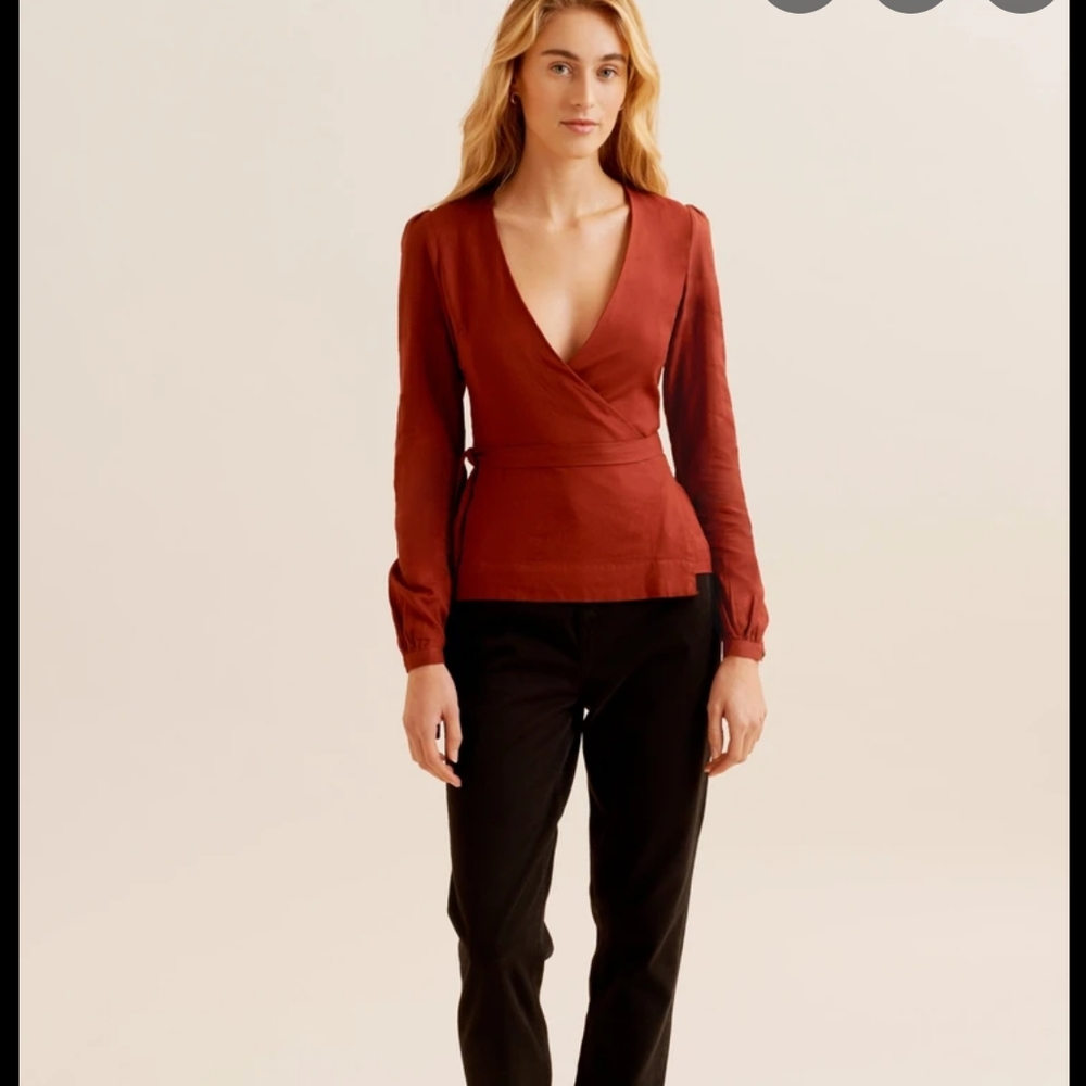 Kotn Woven Wrap blouse